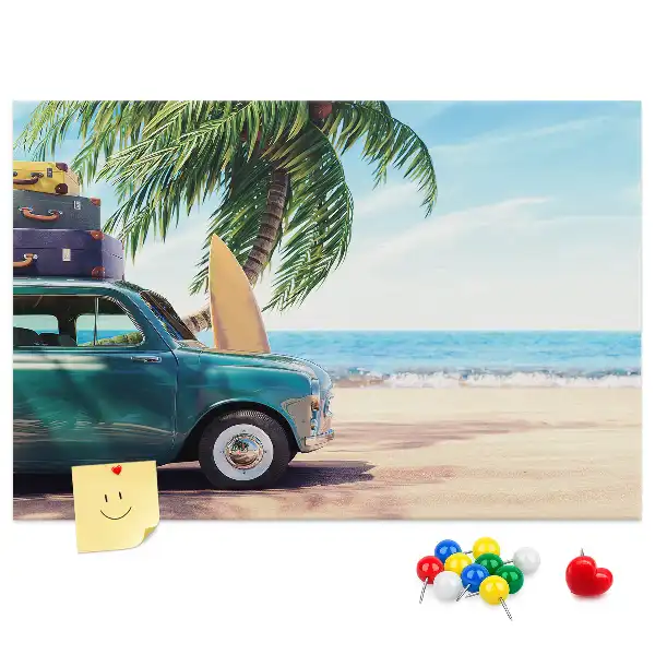 Holiday Beach Printed Cork Memo Board