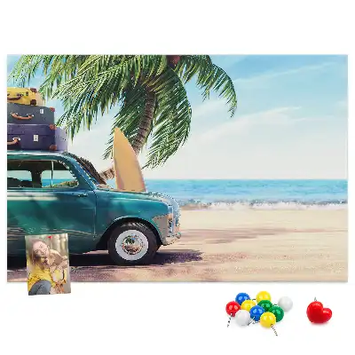 Holiday Beach Printed Cork Memo Board