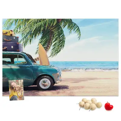 Holiday Beach Printed Cork Memo Board