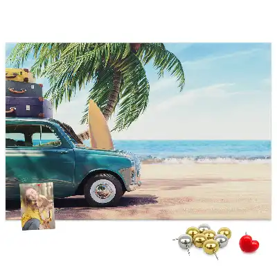 Holiday Beach Printed Cork Memo Board