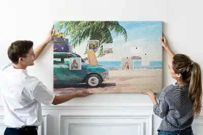 Holiday Beach Printed Cork Memo Board