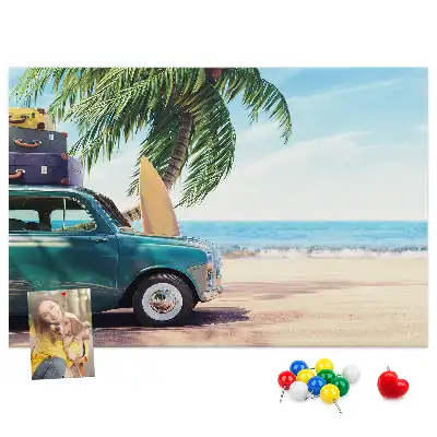 Holiday Beach Printed Cork Memo Board