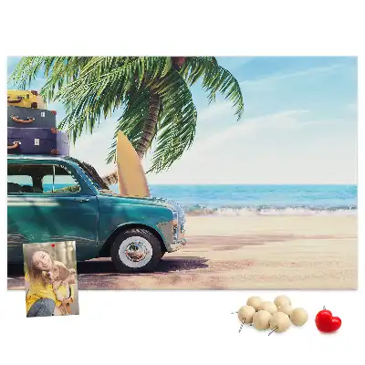 Holiday Beach Printed Cork Memo Board
