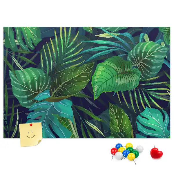 Printed Cork Board Exotic leaves