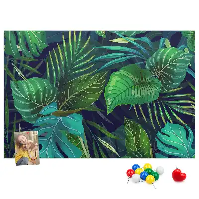 Printed Cork Board Exotic leaves