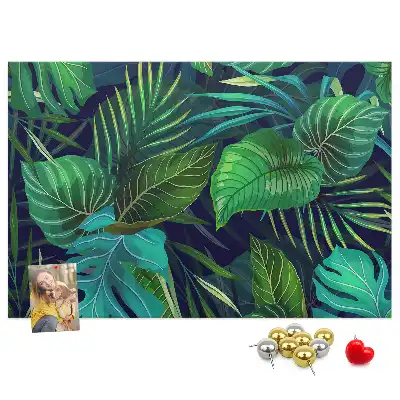 Printed Cork Board Exotic leaves