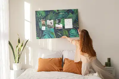 Printed Cork Board Exotic leaves