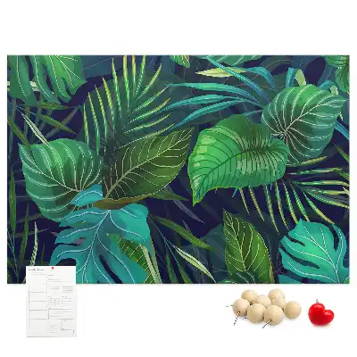 Printed Cork Board Exotic leaves