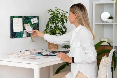 Printed Cork Board Exotic leaves