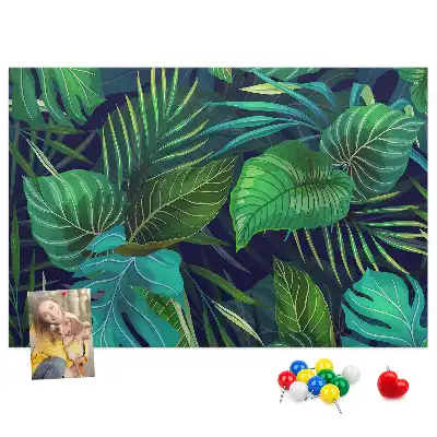 Printed Cork Board Exotic leaves