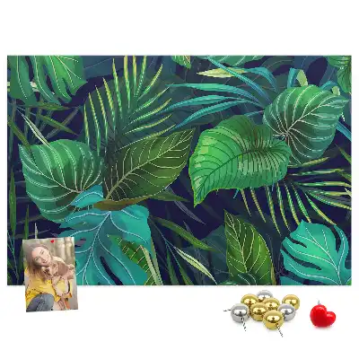 Printed Cork Board Exotic leaves