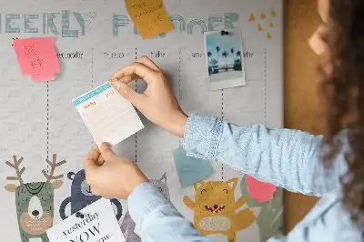 Weekly Planner Printed Cork Board for Kids
