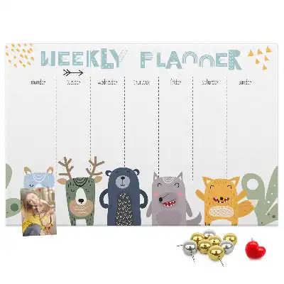 Weekly Planner Printed Cork Board for Kids