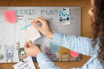 Weekly Planner Printed Cork Board for Kids
