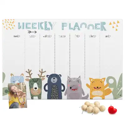 Weekly Planner Printed Cork Board for Kids