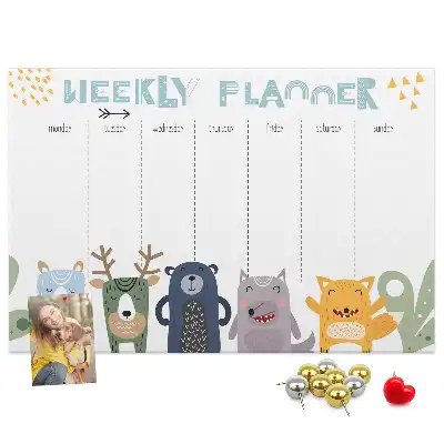 Weekly Planner Printed Cork Board for Kids