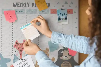Printed Cork Weekly Schedule Memo Board