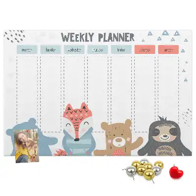 Printed Cork Weekly Schedule Memo Board
