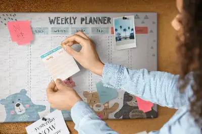 Printed Cork Memo Board Weekly schedule