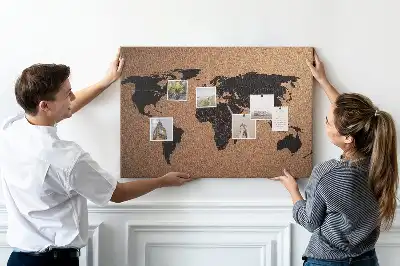 World map cork memo board