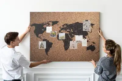 World map cork memo board