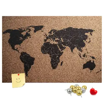 World map cork memo board