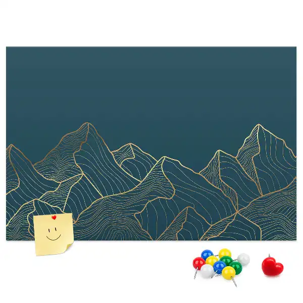 Mountain Sketch Printed Cork Board