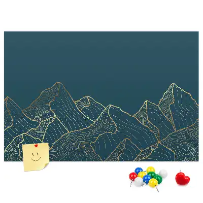 Mountain Sketch Printed Cork Board