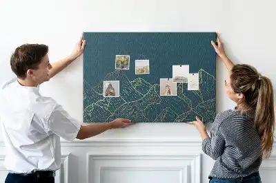 Mountain Sketch Printed Cork Board