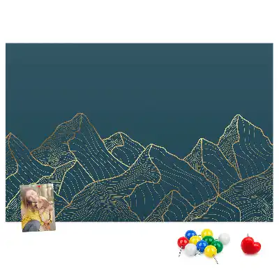 Mountain Sketch Printed Cork Board