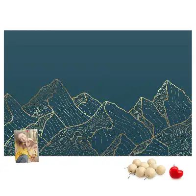 Mountain Sketch Printed Cork Board