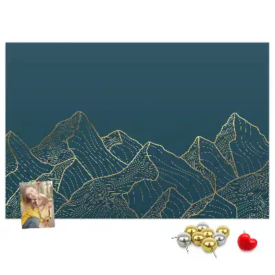 Mountain Sketch Printed Cork Board