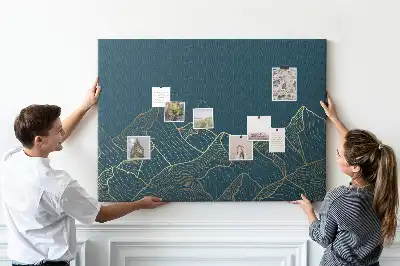 Mountain Sketch Printed Cork Board