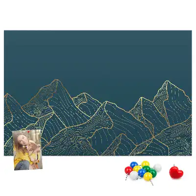 Mountain Sketch Printed Cork Board