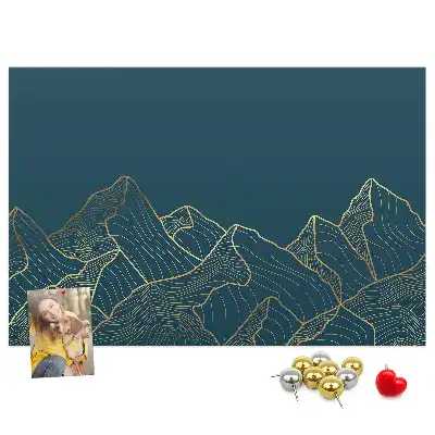 Mountain Sketch Printed Cork Board