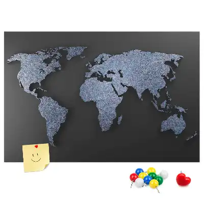 Printed Cork Memo Board 3D world map