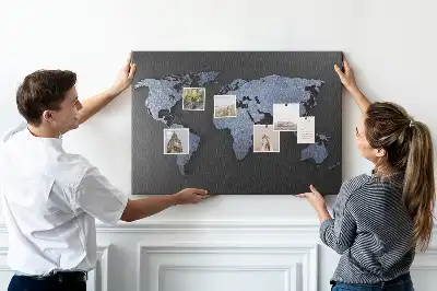 Printed Cork Memo Board 3D world map