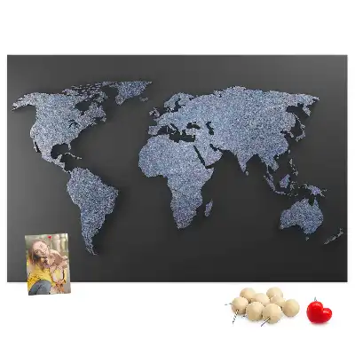 Printed Cork Memo Board 3D world map
