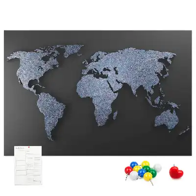 Printed Cork Memo Board 3D world map