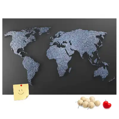 Printed Cork Memo Board 3D world map
