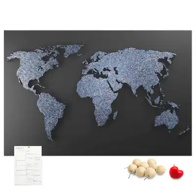 Printed Cork Memo Board 3D world map