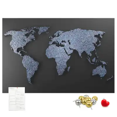 3D World Map Printed Cork Memo Board
