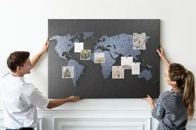 Printed Cork Memo Board 3D world map