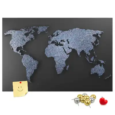 Printed Cork Memo Board 3D world map