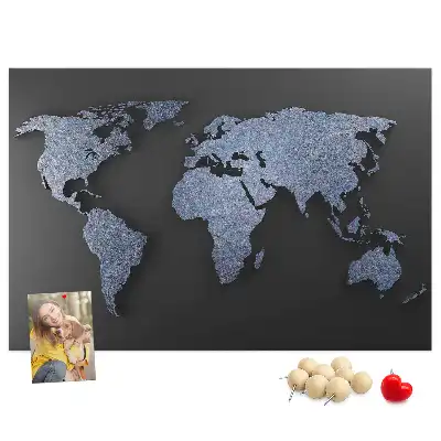Printed Cork Memo Board 3D world map