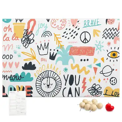 Cork memo board with picture sketches