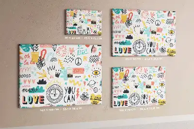 Cork memo board with picture sketches