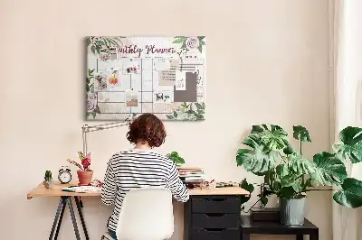 Rose Printed Cork Memo Board Planner