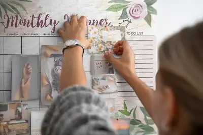 Rose Printed Cork Memo Board Planner