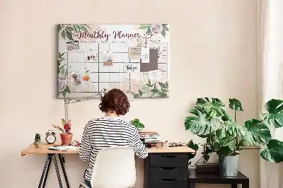 Rose Printed Cork Memo Board Planner
